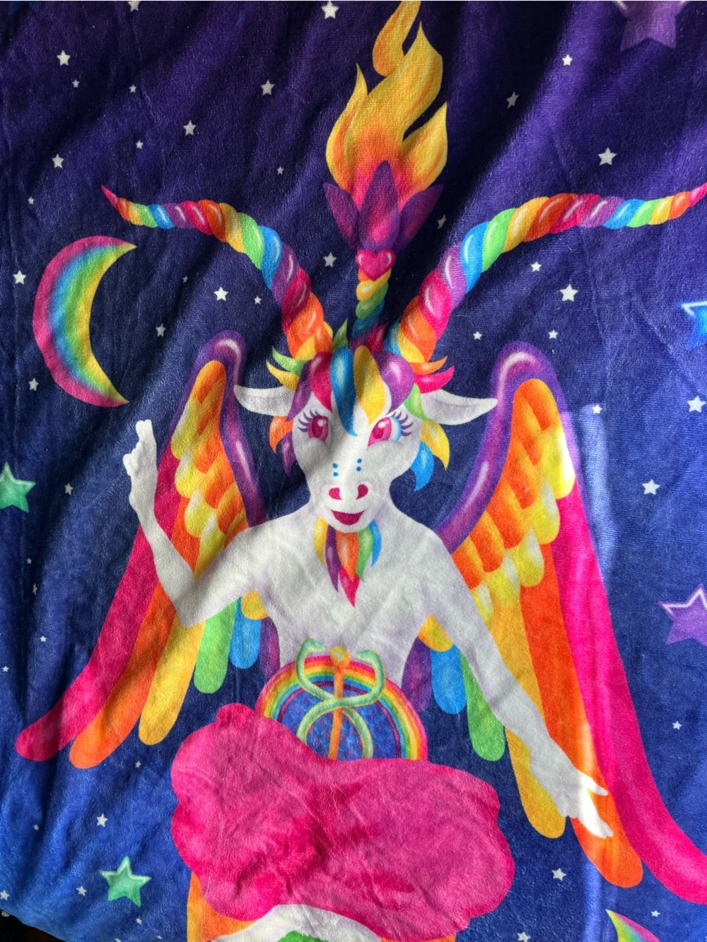 Society6 1997 Rainbow Baphomet Lisa Frank Style Bath Towel